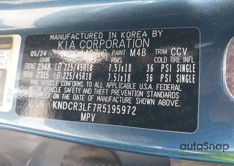 2024 Kia Niro Plug-In Hybrid Sx Touring from USA, damaged, VIN KNDCR3LF7R5195972